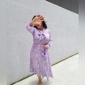 FLORAL TIE-NECK TOP & Skirt Set